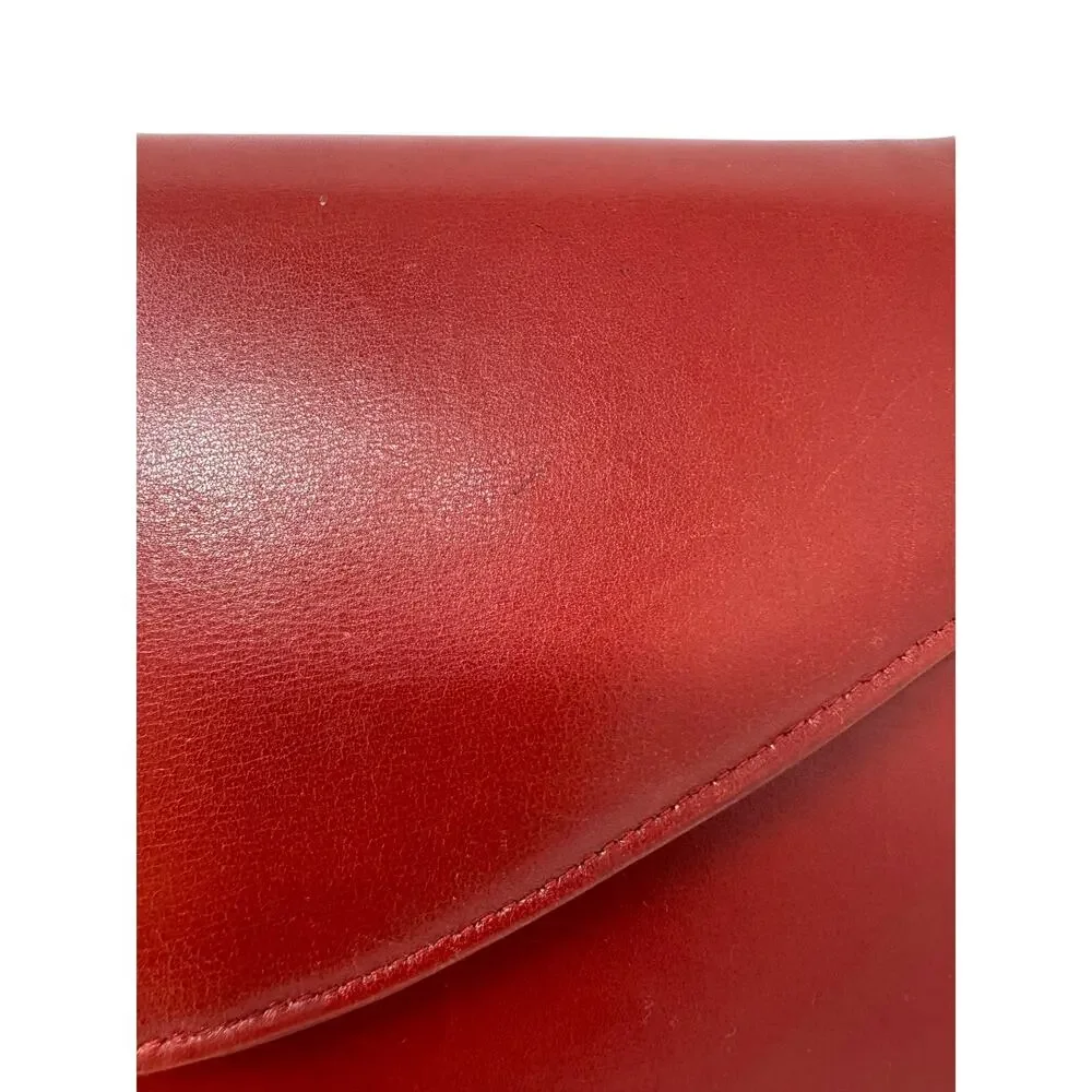 Celine Vintage Red Leather C Logo Clutch Envelope Bag